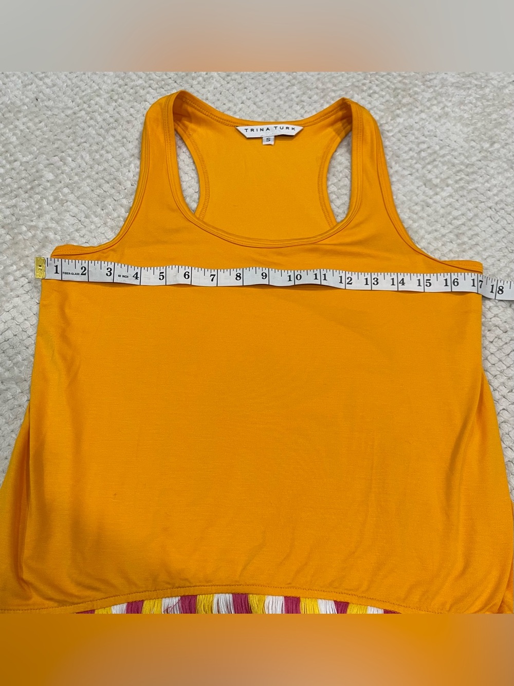 Trina Turk Richmond Tasseled Popover Dress Yellow Orange Mini Resort Size Small - Picture 7 of 11